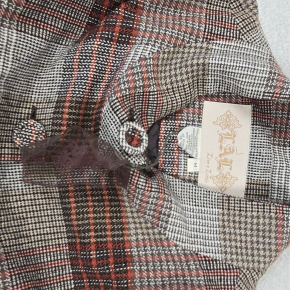 Live a Little Jacket Womens Medium Plaid Preppy Autumn Wardrobe Essential Blazer - Picture 8 of 16